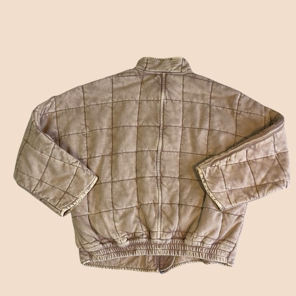 Free People Oversized Quilted Dolman Bomber Jacket Champagne Tan Large - Picture 6 of 16